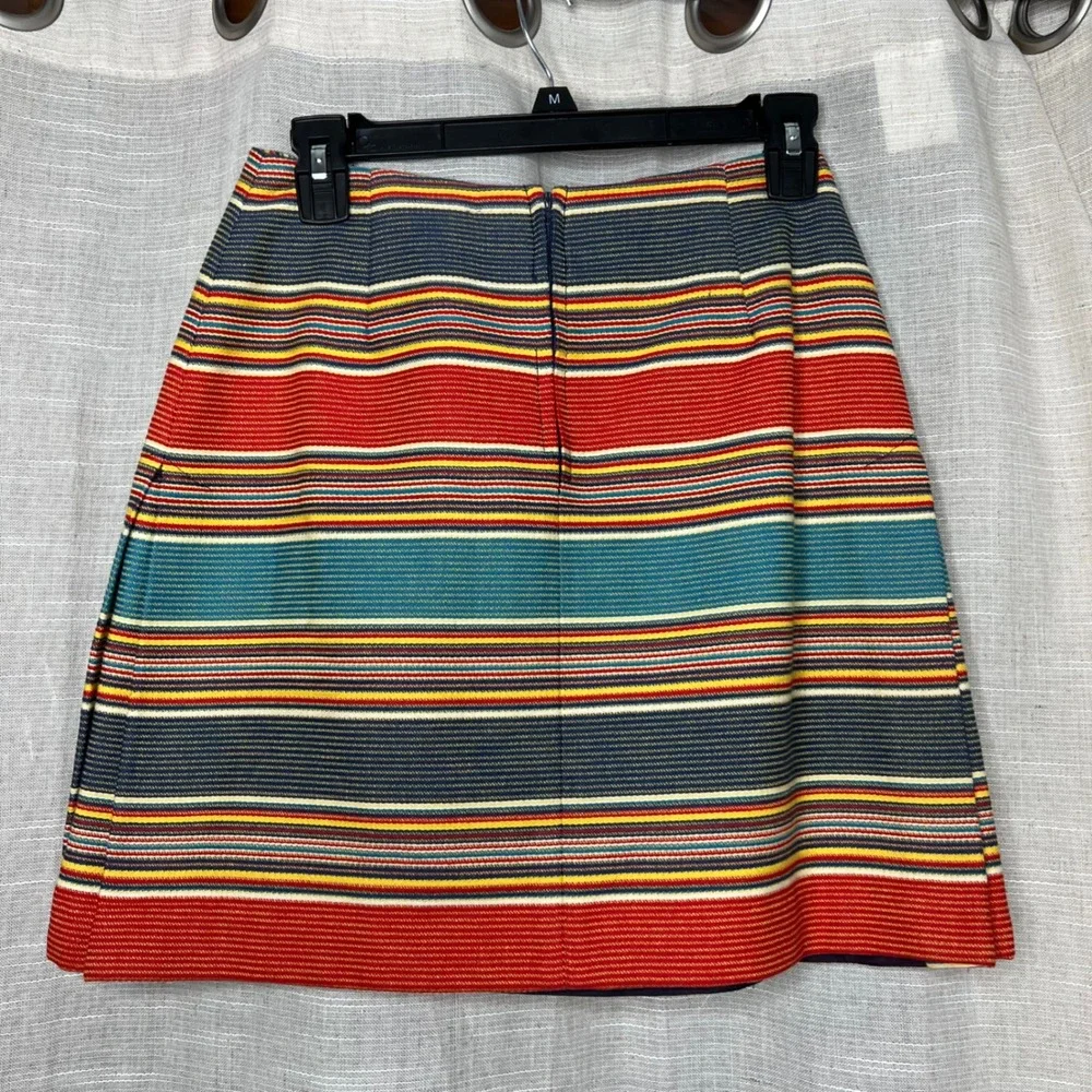 70s Vintage Ellen Tracy Pleated Mini Skirt Striped Red‎ Blue Women's Size 25